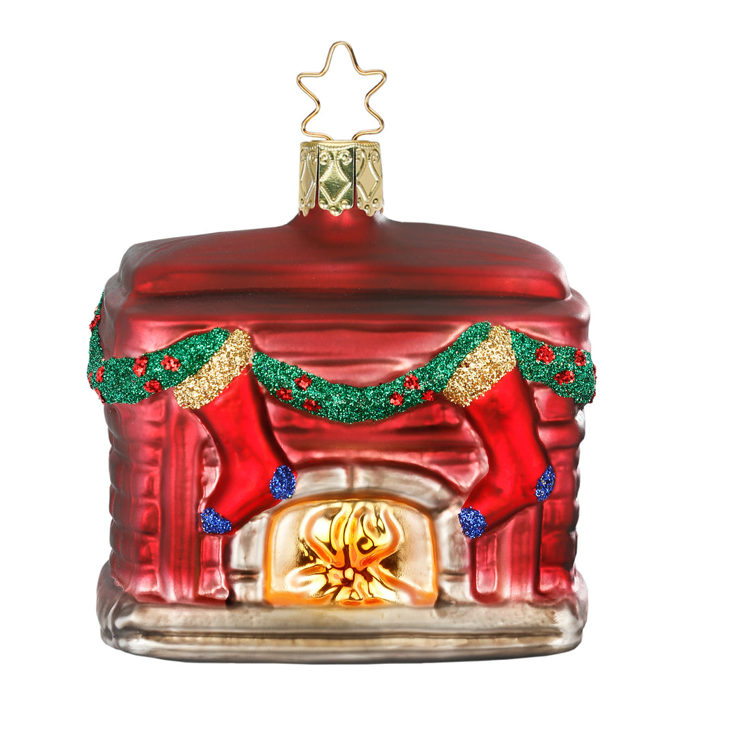 Weihnachtsbaumanhänger Motiv Vor dem Kamin von Inge Glas
