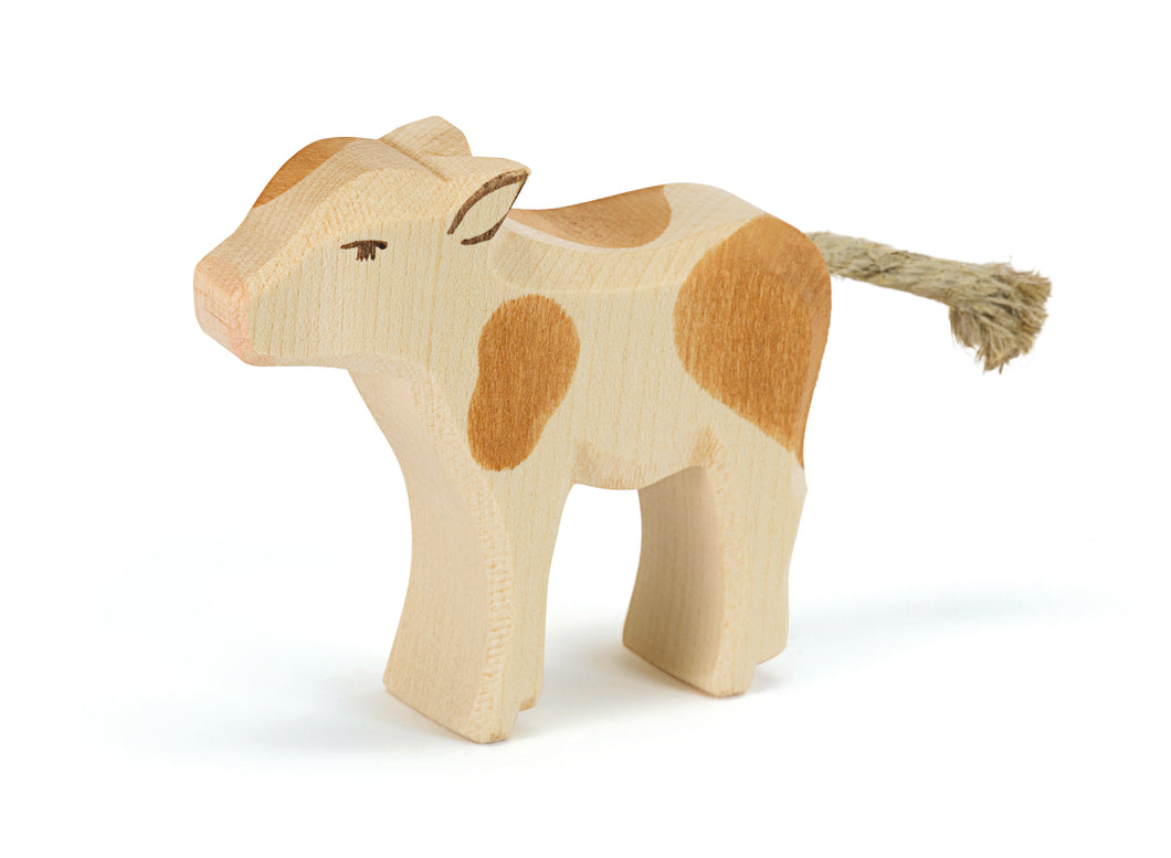 Kalb braun stehend Holzspielfigur von Ostheimer