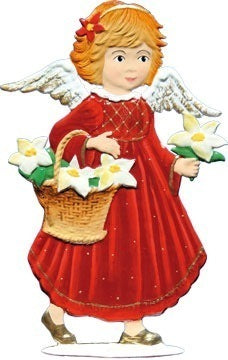 Engel mit Blumenkorb Zinnfigur von Wilhelm Schweizer