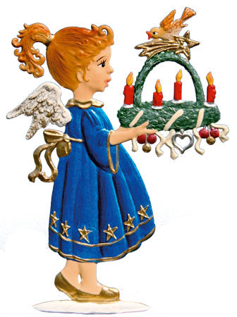 Engel mit Adventskranz Zinnfigur von Wilhelm Schweizer