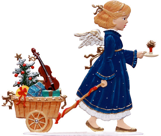 Jahresengel mit Geschenkekarren (2008) Zinnfigur von Wilhelm Schweizer