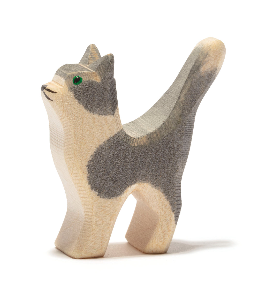 Katze klein Kopf hoch Holzspielfigur von Ostheimer