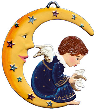Engel und Mond Zinnfigur von Wilhelm Schweizer