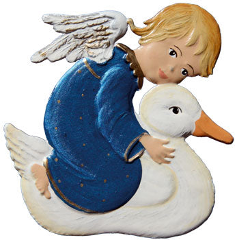 Engel mit Ente Zinnfigur von Wilhelm Schweizer