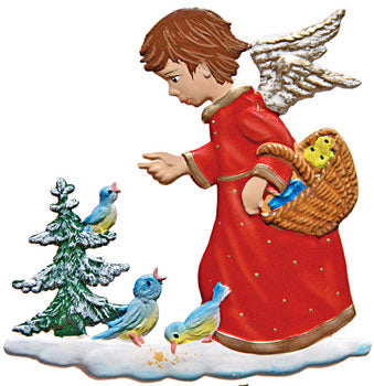Engel vogelfütternd Zinnfigur von Wilhelm Schweizer