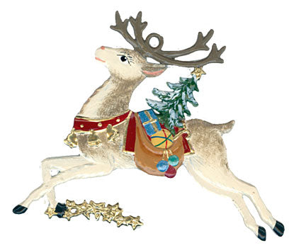 Rentier mit Geschenken Zinnfigur von Wilhelm Schweizer