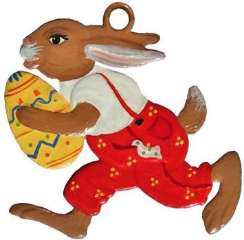 Rennender Hase mit Ei Zinnfigur von Wilhelm Schweizer