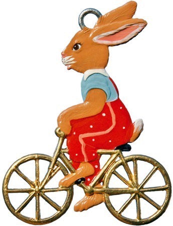 Hase auf Fahrrad Zinnfigur von Wilhelm Schweizer