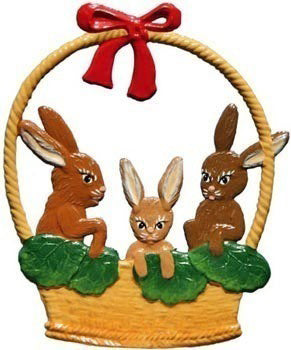 Hasen im Korb Zinnfigur von Wilhelm Schweizer