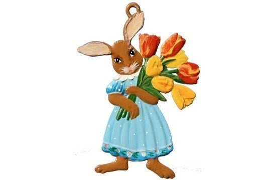 Hasenmädchen mit Tulpen Zinnfigur von Wilhelm Schweizer