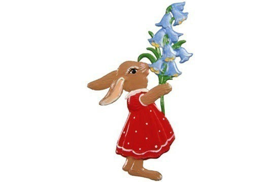 Hasenmädchen mit Glockenblumen Zinnfigur von Wilhelm Schweizer