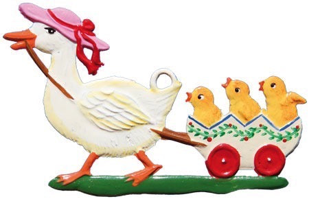 Ente zieht Kückenwagen Zinnfigur von Wilhelm Schweizer