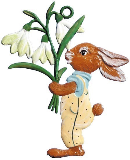 Hase mit Blumenstrauss Zinnfigur von Wilhelm Schweizer