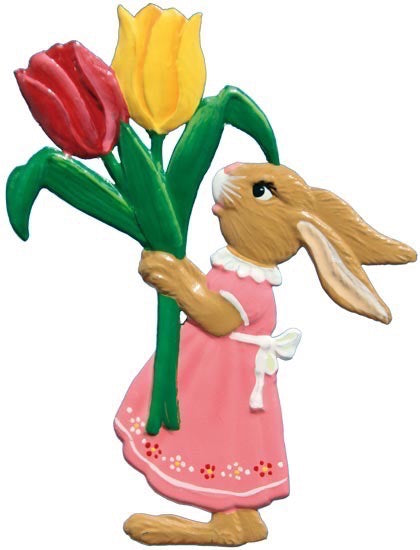 Hasenmädchen+zwei Tulpen Zinnfigur von Wilhelm Schweizer