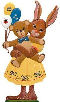 Hasenmädchen mit Teddy Zinnfigur von Wilhelm Schweizer