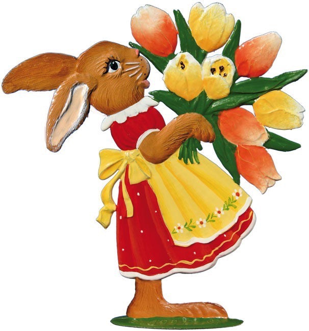 Hase mit Tulpen Zinnfigur von Wilhelm Schweizer