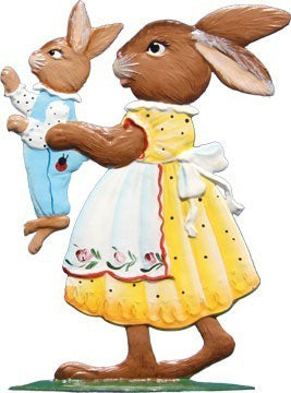 Hasenmama und Kind Zinnfigur von Wilhelm Schweizer