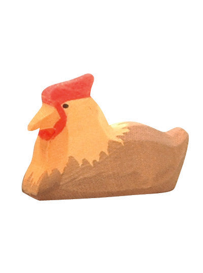 Huhn braun liegend Holzspielfigur von Ostheimer