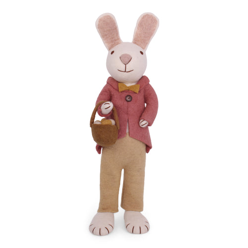 Großes weißes Häschen mit Jacke, Schmetterling und Eierkorb, 60cm
