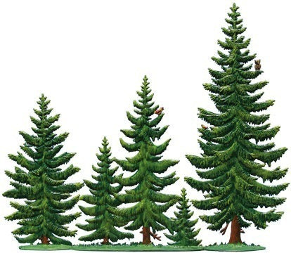 Tannenwald, 5 Bäume Zinnfigur von Wilhelm Schweizer