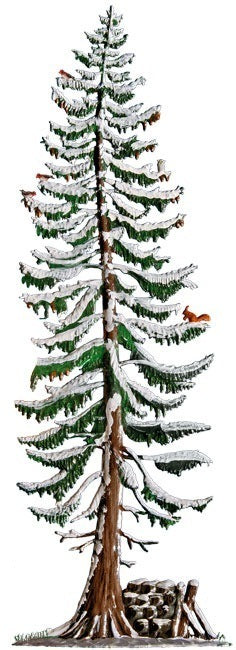 Fichte mit Holzlager im Winter Zinnfigur von Wilhelm Schweizer