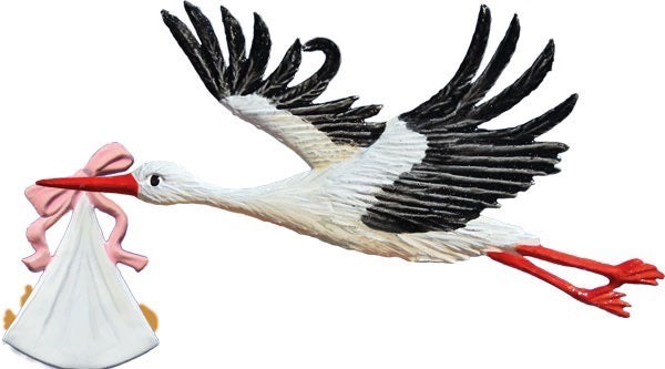 Storch bringt Baby Zinnfigur von Wilhelm Schweizer
