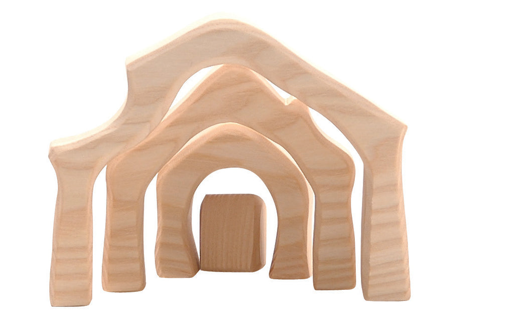 Krippenstall mini 4-tlg. Spielfigur aus Holz von Ostheimer