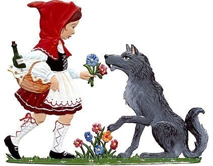 Rotkäppchen und der Wolf zum Stellen Zinnfigur von Wilhelm Schweizer