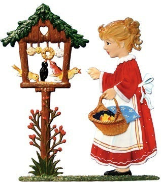 Die Vogelfütterung Zinnfigur von Wilhelm Schweizer