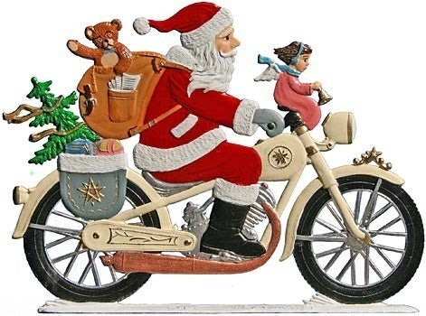 Nikolaus im Motorrad 1997 Zinnfigur von Wilhelm Schweizer