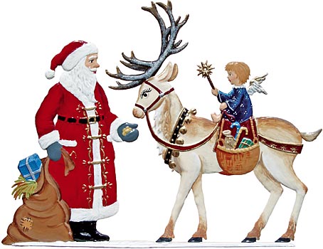 Nikolaus mit Rentier Zinnfigur von Wilhelm Schweizer