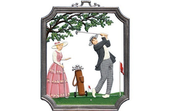 Wandbild Golf Zinnfigur von Wilhelm Schweizer