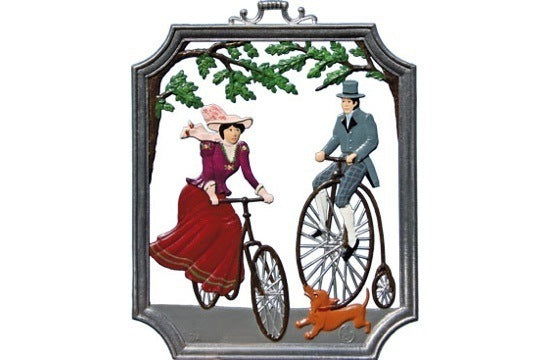 Wandbild Radfahren Zinnfigur von Wilhelm Schweizer