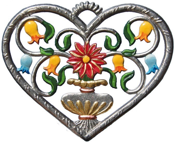 Herz mit Blumenvase Zinnfigur von Wilhelm Schweizer