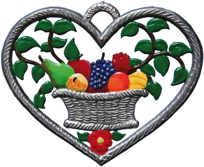 Herz mit Obstkorb Zinnfigur von Wilhelm Schweizer